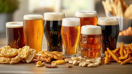 Cold lager with nuts, a refreshing bar snack