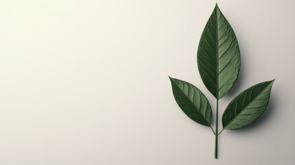 Fototapeta premium Green leaves on a white background. Concept of nature, environment, and growth.