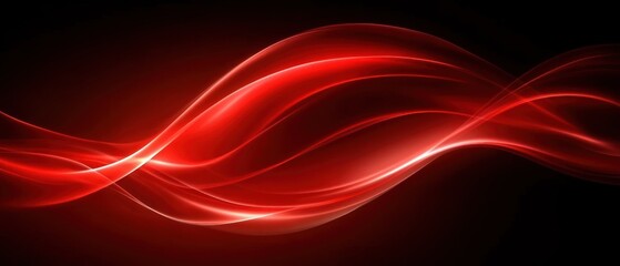 Naklejka premium Abstract red glowing wave design on black background.