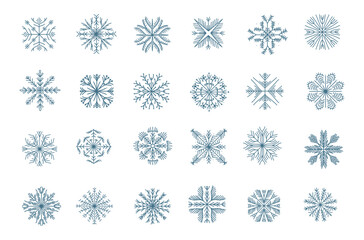 Hand-Drawn Elegant Vector Snowflake Set