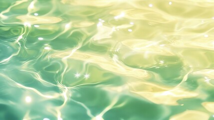The water is green and has a lot of light reflecting off of it. The reflection of the light creates a shimmering effect