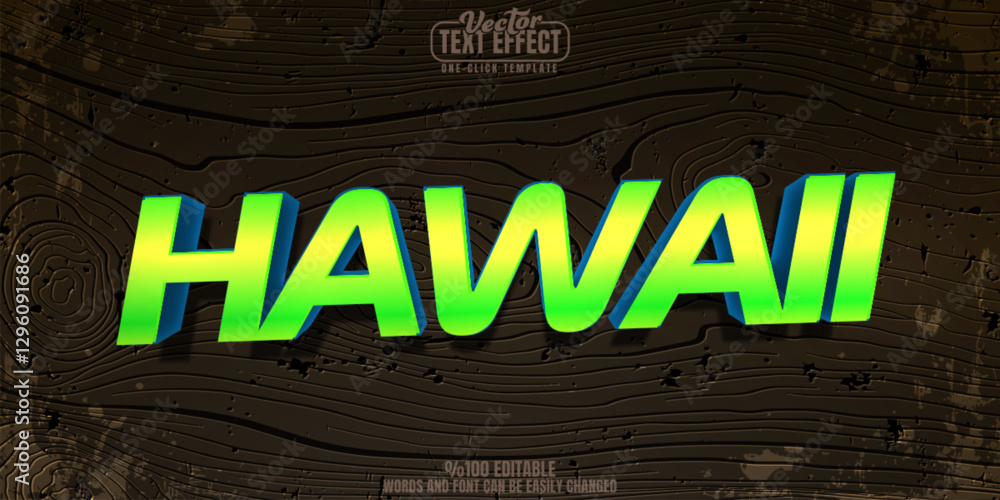 Poster hawaii editable text effect, customizable island and summer 3d font style