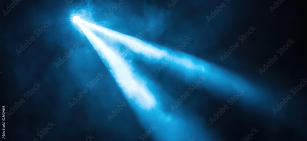 Poster a blue light is shining through the air, creating a bright and mysterious atmosphere. the light is c