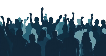 PNG Silhouette cheering crowd illustration person.