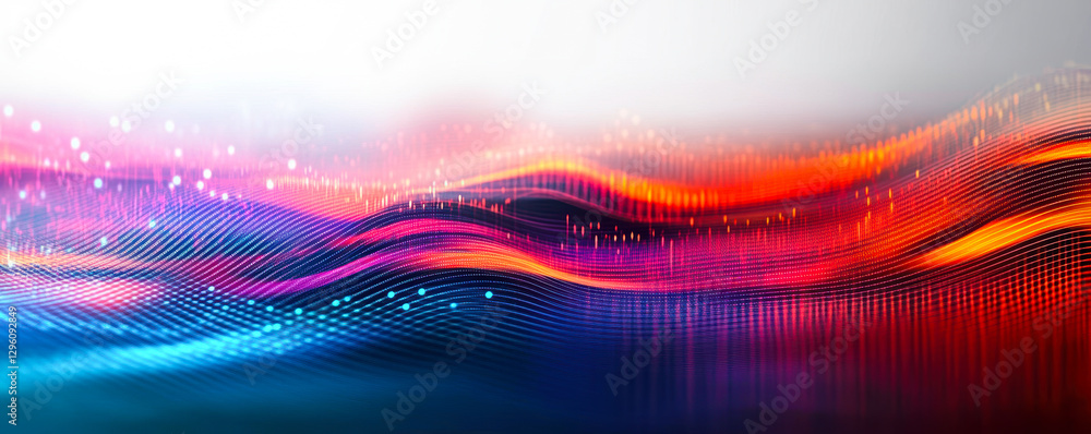 Poster abstract vibrant data flow with dynamic wave patterns representing data analysis and digital informa