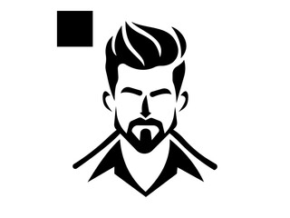 Handsome face man beard man emblems icons. Set of vector bearded hipster men faces. Haircuts, beards, mustaches set vector illustration.People Avatar Round Icon Set.