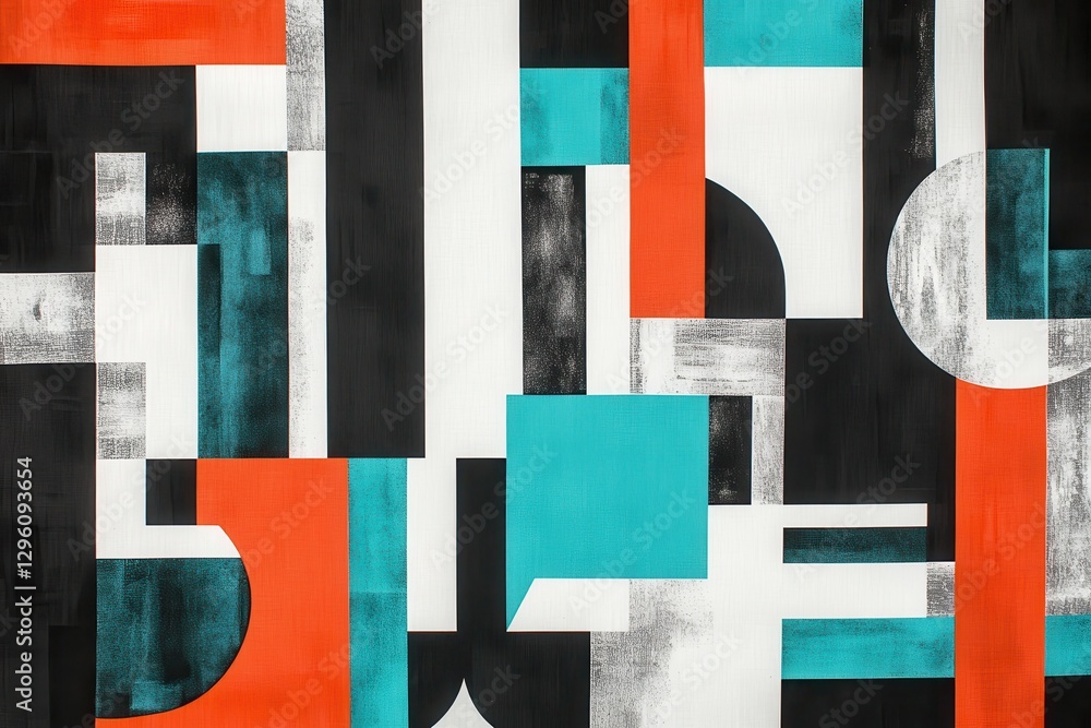 Poster a colorful abstract painting with a lot of different shapes and colors. the painting is made up of s