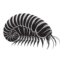 Camouflaged Giant Isopod silhouette, blending with the ocean floor - Isopod illustration - Minimalist Giant Isopod vector - Deep-sea creature silhouette
