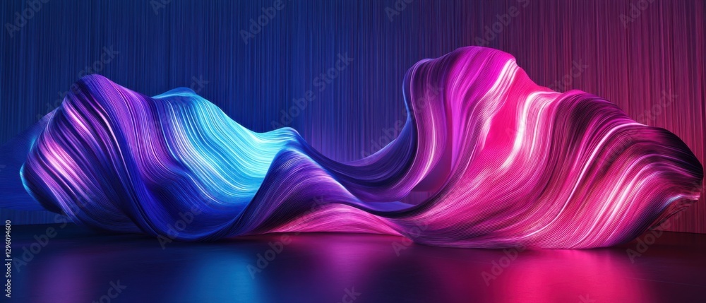 Aufkleber abstract flowing wave with vibrant neon gradient of blue and pink, creating a dynamic and modern bac