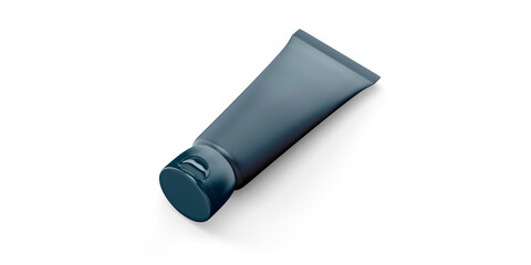 Blue blank cosmetic tube mockup, top view