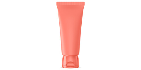 Pink blank cosmetic tube mockup, front view