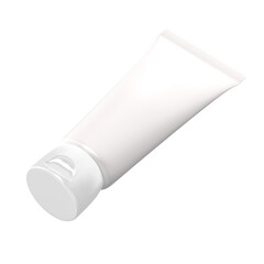 White blank cosmetic tube mockup, top view, transparent background