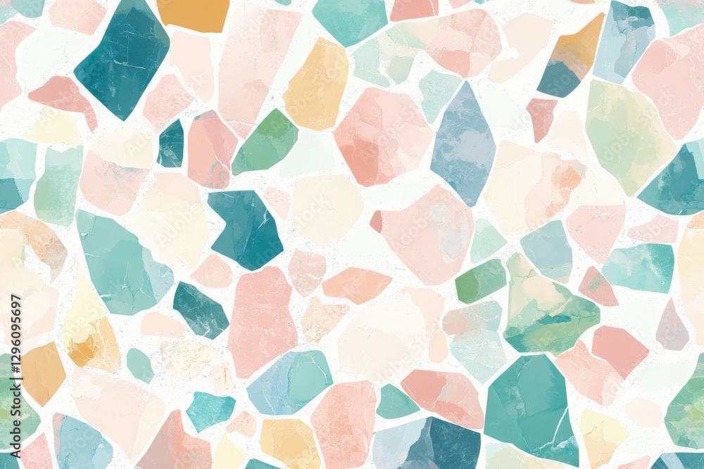 Poster a colorful mosaic of rocks and pebbles on a white background. the colors are bright and vibrant, cre