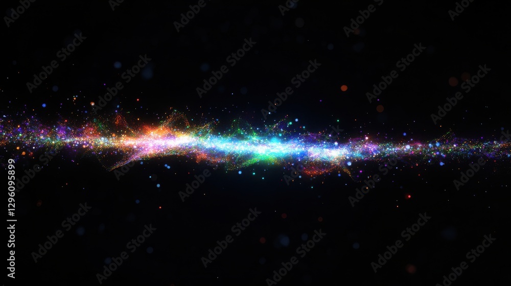Poster a colorful line of stars in the sky. the stars are in different colors and are scattered throughout 