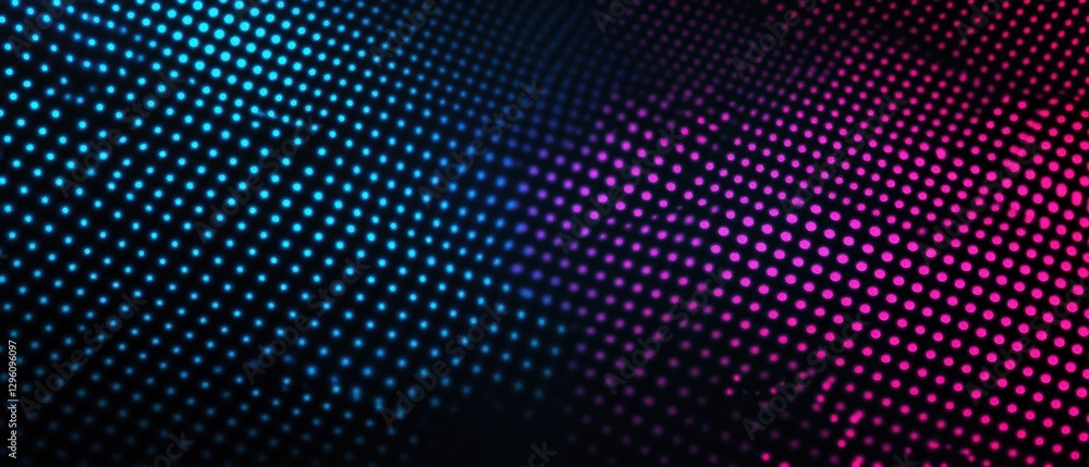 Poster abstract background with glowing dots in blue and pink, creating a futuristic and vibrant digital pa