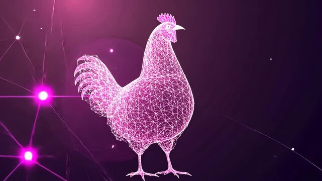 chicken animal low poly digital ai generated video concept - Powered by Adobe