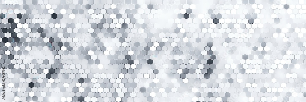 Poster a white and gray background with many small squares. the squares are all different sizes and are sca