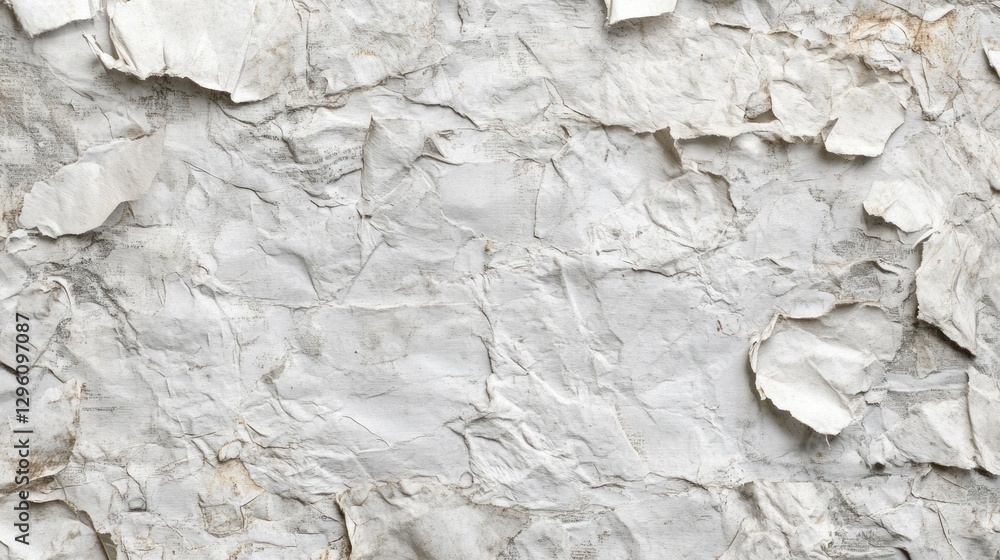 Aufkleber Delicate layers of crumpled white paper create an intriguing backdrop, showcasing a unique blend of texture and softness. The light highlights the creases beautifully