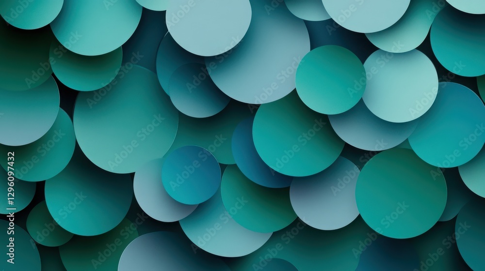 Poster a blue background with many small circles. the circles are all different sizes and are scattered thr