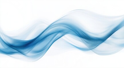 Naklejka premium A blue wave with white background. The wave is very long and has a lot of detail