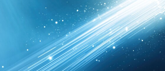 Abstract blue background with glowing light streaks and bokeh, concept of technology, energy, and futuristic design