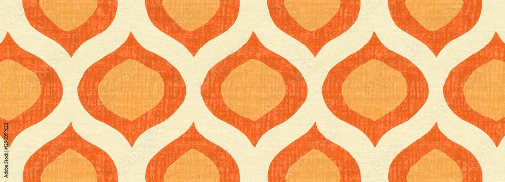 Poster a pattern of orange and white circles with a slightly faded look. the circles are arranged in a grid