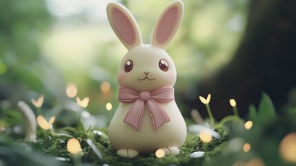 Bunny in the middle of an enchanted forest
