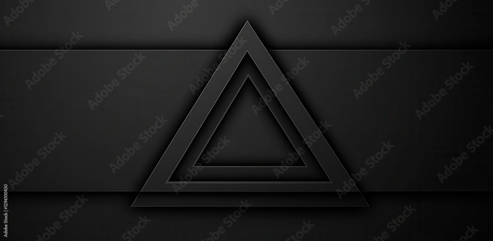 Poster a black and white image of a triangle. the triangle is outlined in black and the background is dark