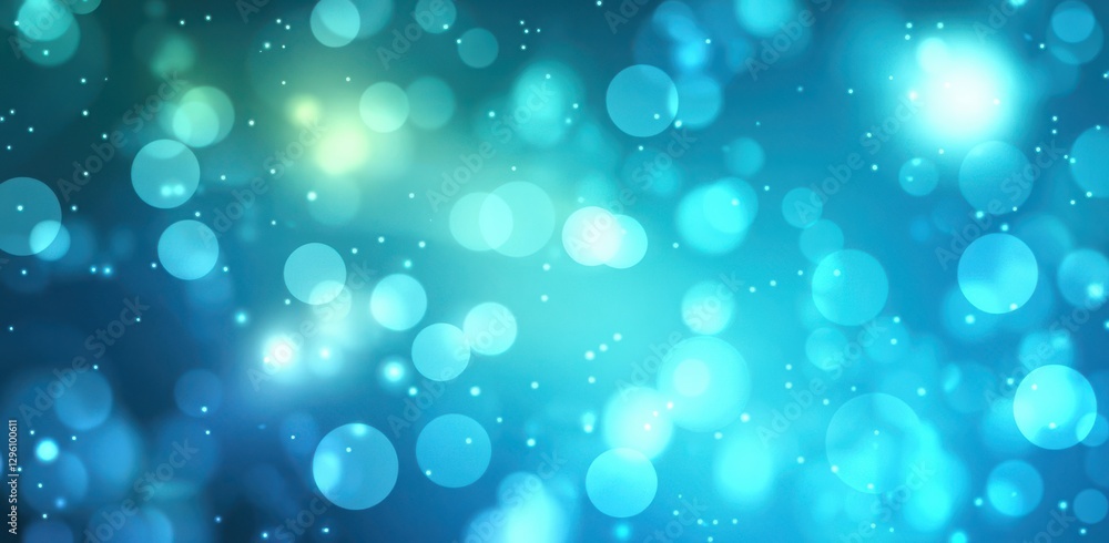 Poster a blue background with many small blue circles. the circles are of different sizes and are scattered