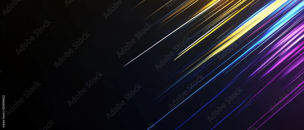Poster abstract background with colorful light streaks on dark backdrop, creating a dynamic and modern desi