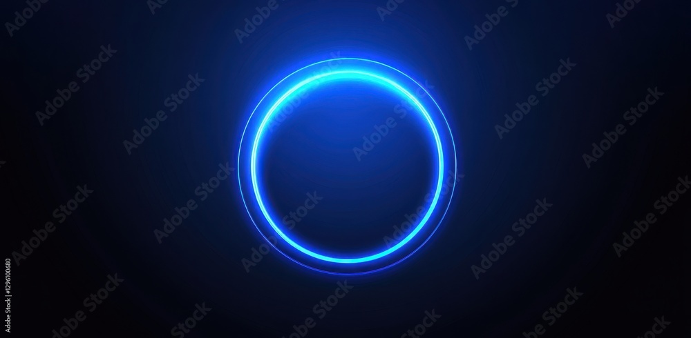 Poster a blue circle with a dark background. the circle is illuminated and he is glowing. the blue color of