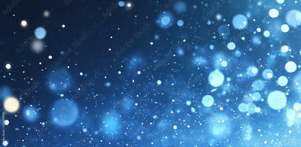 Poster the image is a blue background with many small, round, white dots scattered throughout. the dots are