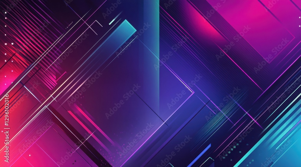 Poster a colorful background with a lot of lines and shapes. the background is purple and blue. the lines a