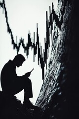 Silhouette of Businessman with Stock Graph Concept