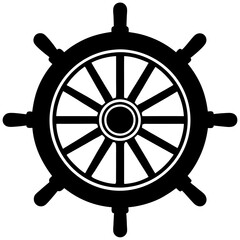 Obraz premium Ship’s Wheel Silhouette Vector Icon High-Quality Design on White Background.