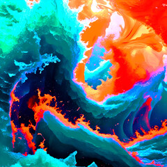  A swirling mix of neon blues, purples, and pinks with glowing highlights, creating a dynamic and 