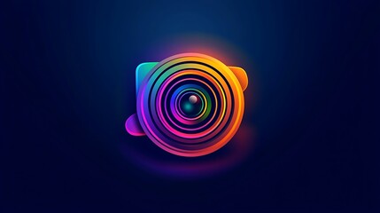 Neon Camera Icon  Modern Photography and Digital Art Symbol