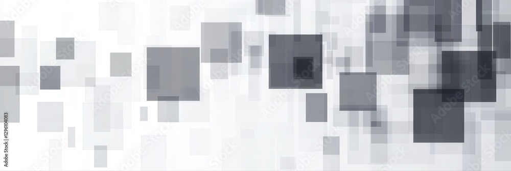 Poster a black and white image of squares with a white background. the squares are of different sizes and a