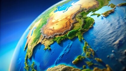Fototapeta premium Aerial Macro View of Aichi Prefecture, Japan on Rotating Globe - 3D Animation