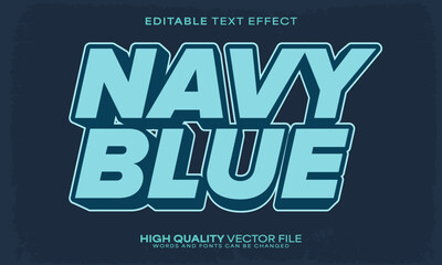 Navy text effect, editable text effect and blue 3d font style bold shadow retro poster design