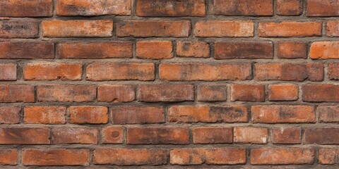 Fototapeta premium A textured brick wall featuring a mix of reddish-brown tones, showcasing the natural imperfections and variations of the bricks.