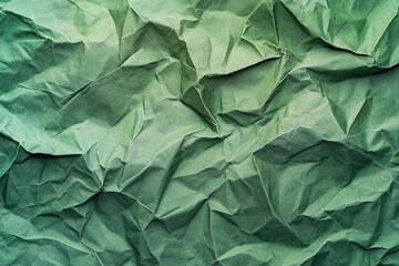 Green crumpled paper background. Texture of crumpled paper.
