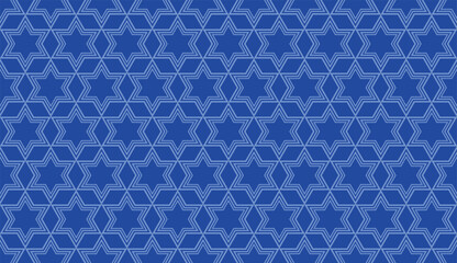 Star of David seamless blue vector background. Stylish vector repeating pattern with a Six-pointed star.
