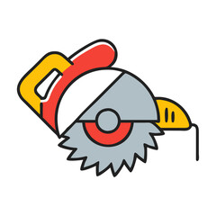 Electric Saw icon in flat design style with colorful details