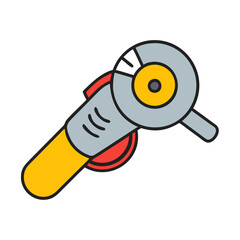 Angle Grinder icon illustration with a yellow handle