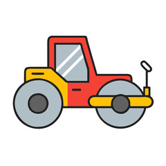 Naklejka premium Asphalt Roller illustration in vibrant colors on a white background
