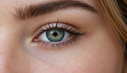 Obraz premium Captivating close up of female eye showcasing vibrant colors and details
