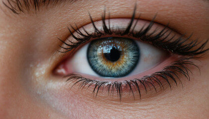 Close up of mesmerizing female eye with vibrant colors and details