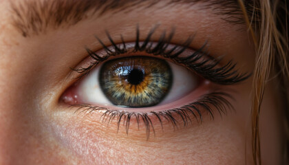 Obraz premium stunning close up of beautiful female eye showcasing intricate details and vibrant colors