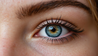 Obraz premium detailed macro of female eye showcasing vibrant colors and textures